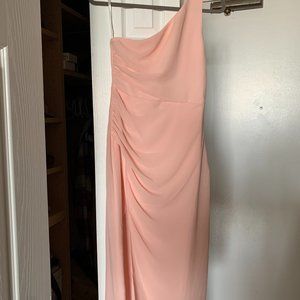 NBD one shoulder peach dress